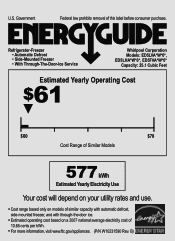 Whirlpool ED5LHAXWS Energy Guide