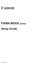 Canon PIXMA MX920/MX922 MX920 series Setup Guide