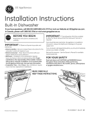 GE ADT521PGFWS Installation Instructions
