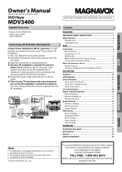 Magnavox MDV3400 Owners Manual