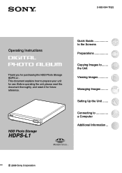 Sony HDPS-L1 Operating Instructions