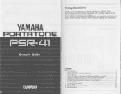 Yamaha PSR-41 Owner's Manual