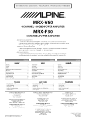 Alpine MRX-V60 Owner's Manual (deutsch, Italiano, Svenska)