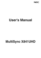 NEC X841UHD User's Manual