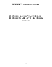 Panasonic CS-KE18NB4U Operating Manual