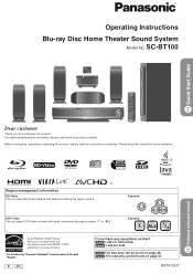 Panasonic SABT100 Blu-ray Dvd Home Theater Sound System