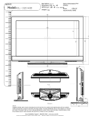 Sony KDL-32EX40B Dimensions Diagram