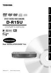 Toshiba D-R1SU Owners Manual