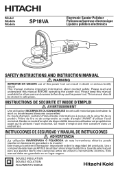 Hitachi Sander/Polisher11Amp Instruction Manual