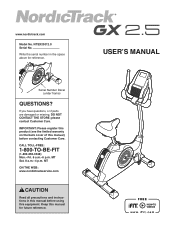 NordicTrack Gx 2.5 Bike English Manual