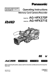 Panasonic AG-HPX370 AGHPX370P User Guide