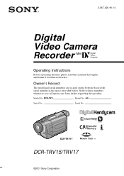 Sony DCR-TRV17 Operating Instructions  (primary manual)