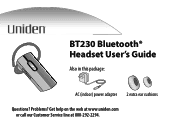 Uniden BT230 English Owners Manual