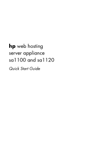 HP SA1120 HP Web Hosting Server Appliances SA1100 or SA1120 - Quick Start Guide