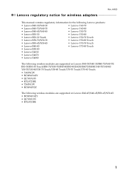 Lenovo Y70-70 Touch Lenovo Regulatory Notice (Non-European) - Notebook