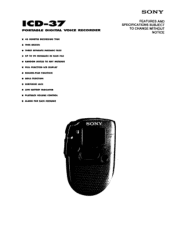 Sony ICD-37 Marketing Specifications