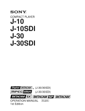 Sony J30SDI Product Manual (J10, J10SDI, J30, and J30SDI Manual)
