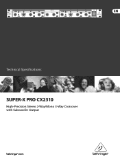 Behringer SUPER-X PRO CX2310 Specifications Sheet
