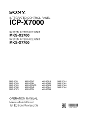Sony ICP-X7000 Operating Instructions