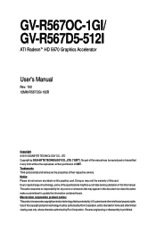 Gigabyte GV-R567OC-1GI Manual