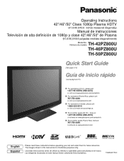 Panasonic TH-46PZ800U 50' Plasma Tv - Spanish