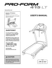 ProForm 415 Lt Treadmill English Manual