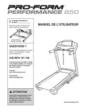 ProForm Performance 650 Treadmill French Manual
