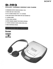 Sony D-193 Marketing Specifications