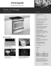 Frigidaire FPGS3085KF Product Specifications Sheet (English)