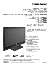 Panasonic TH-42PZ80U 42' Plasma Tv - Spanish