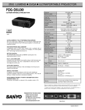 Sanyo PDG-DSU30 Print Specs