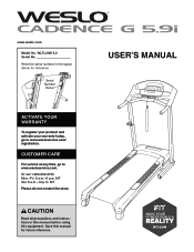 Weslo Cadence G 5.9i Treadmill English Manual