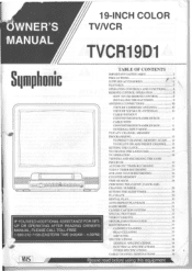 Symphonic TVCR19D1 Owner's Manual