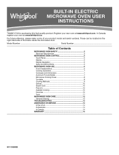 Whirlpool WOC54EC0H Microwave Owners Manual