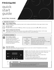 Frigidaire FCRE3052BS Quick Start Guide