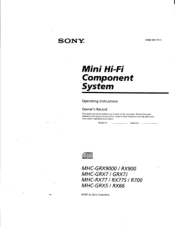 Sony MHC-GRX9000 Operating Instructions