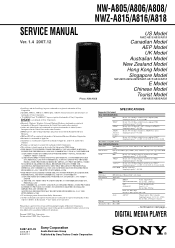 Sony NWZA816P Service Manual