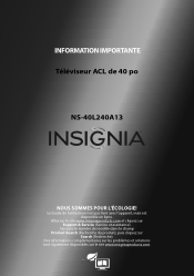 Insignia NS-40L240A13 Important Information (French)