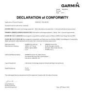 Garmin PRO 70 Declaration of Conformity