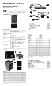 HP Pro 3085 Illustrated Parts & Service Map: HP Pro 3005/3085 Business PC Microtower Chassis