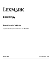 Lexmark MX6500e 6500e Card Copy Administrator's Guide