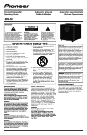 Pioneer SW-10 Owners Manual