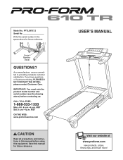 ProForm 610 Tr Treadmill English Manual