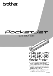 Brother International PJ663 PocketJet 6 Plus with Bluetooth Quick Setup Guide - English