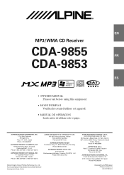 Alpine CDA-9855 Owners Manual