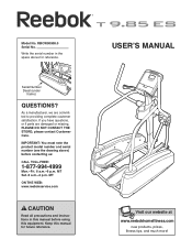 Reebok T9.85es Elliptical English Manual