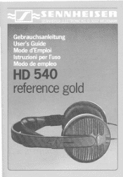 Sennheiser HD 540 reference gold Instructions for Use