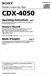 Sony CDX-4050 Users Guide
