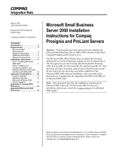 Compaq 386746-001 Microsoft Small Business Server 2000 Installation Instructions for Compaq Prosignia and ProLiant Servers