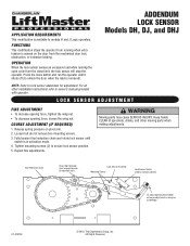 LiftMaster DHJ DJ Locksensor Addendum L3 Manual